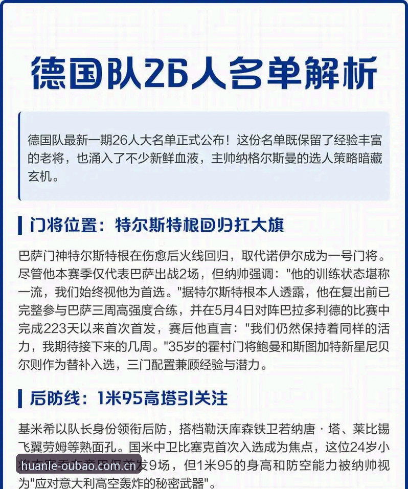 德国队世界杯大名单最新动态：诺伊尔时隔两年回归，18岁新星卡尔入选引热议